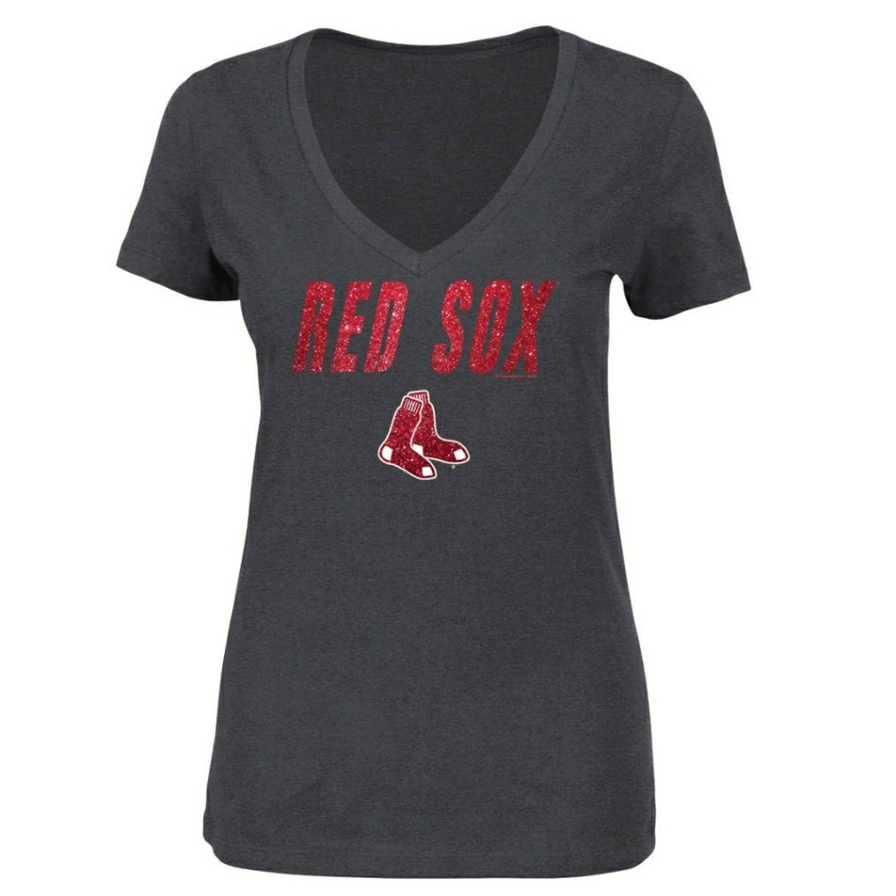 Red Sox Dark Gray with Red Glitter Tee Size XXL